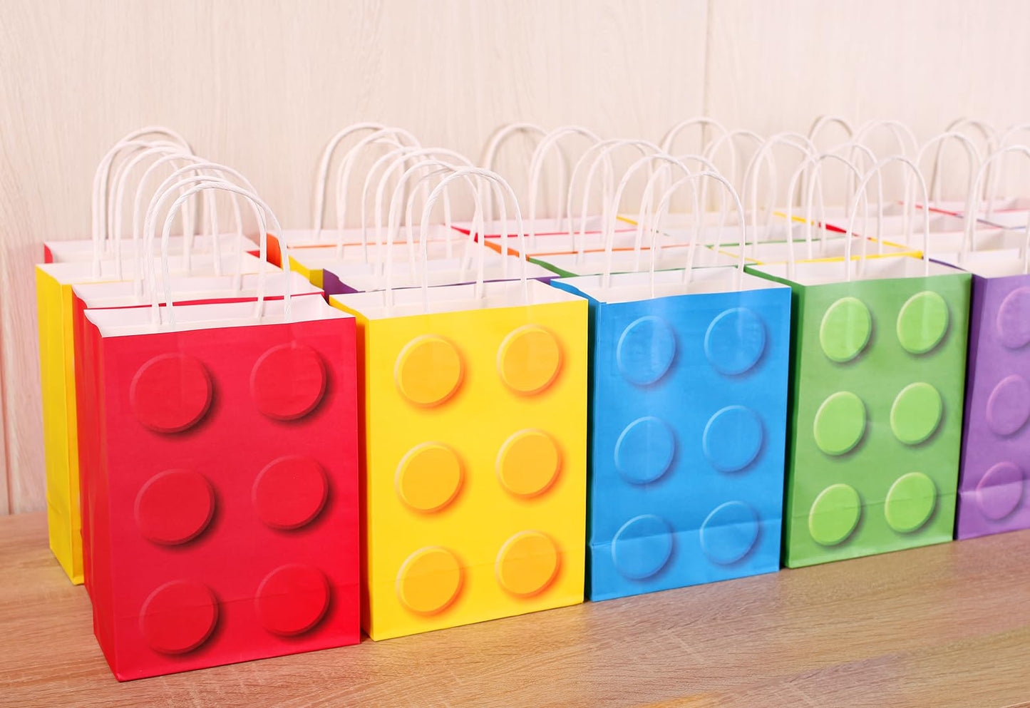 Yotnus ???? ?????? Building Block Party-Favor-Gift-Bags, Small Gift Bags With Handles, For Building Block Birthday Party Baby Sh