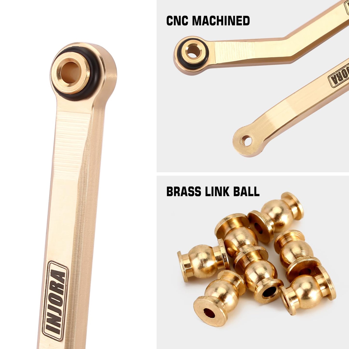 INJORA Brass High Clearance Chassis Links 39g Heavy Brass Links for FMS FCX24 1/24 Upgrade Part,8PCS (FCX24-04)