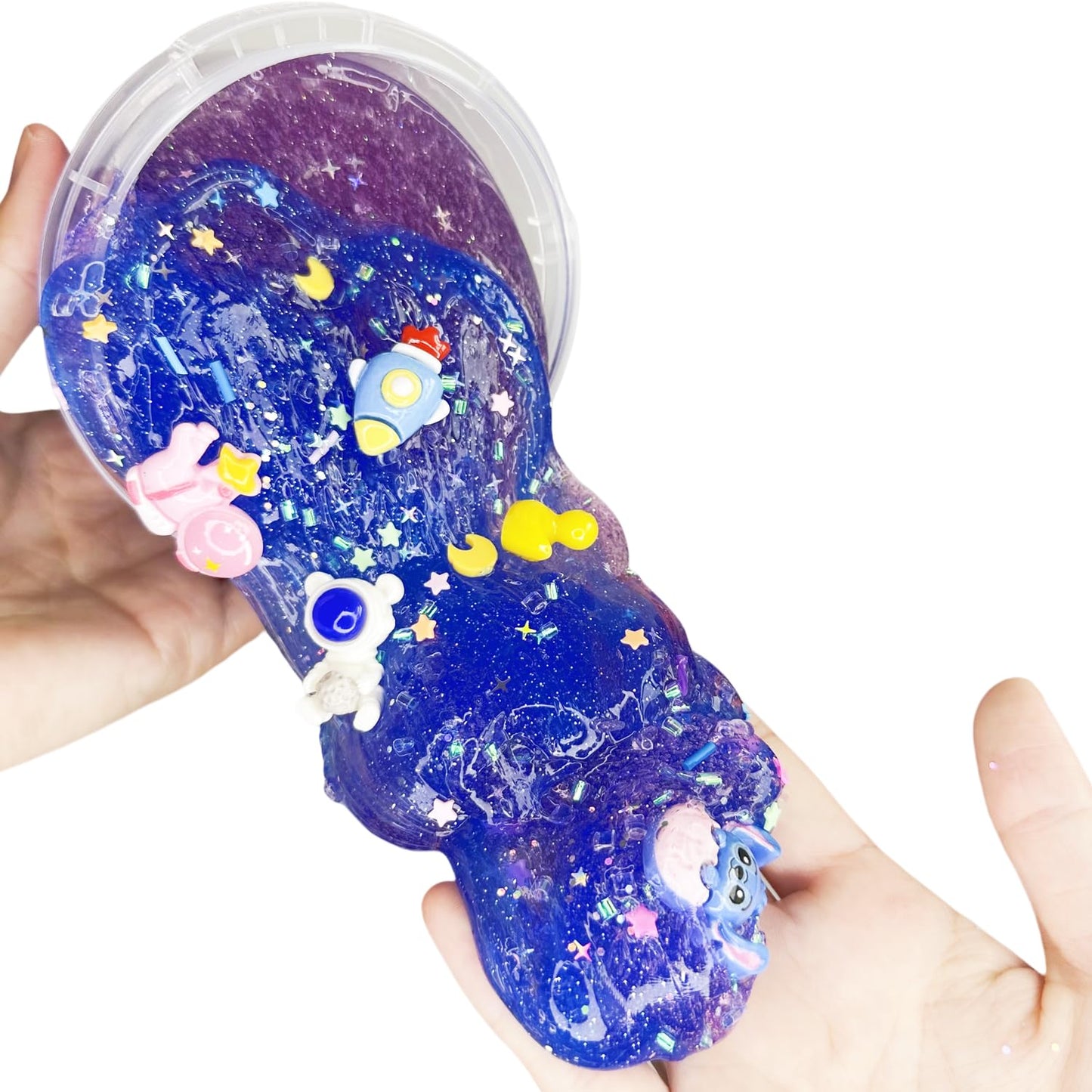 Dual Color Blue And Purple Galaxy Slime 13Oz Big Bucket,Stretchy & Non-Sticky,Idea Stocking Stuffers,Party Favors For Kids, Sens