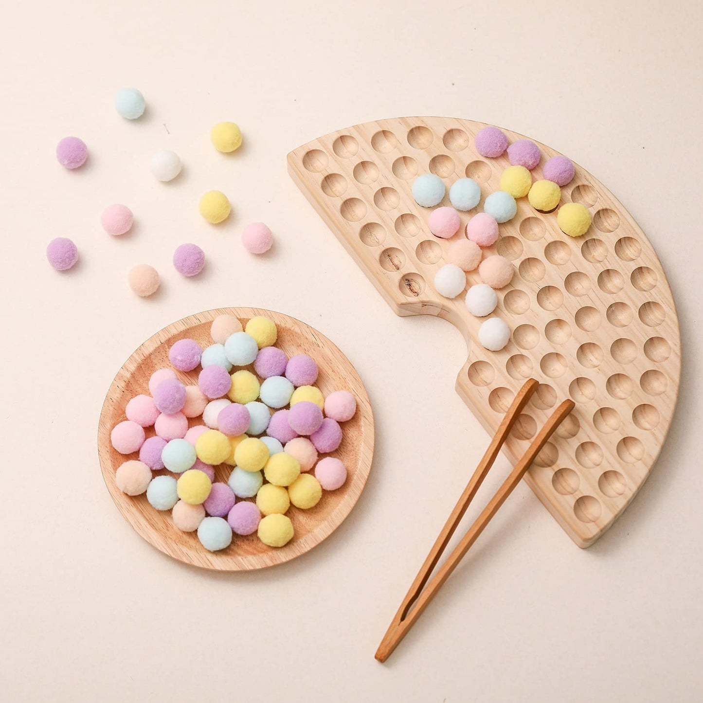 Ibwaae Wooden Peg Board Beads Game Color Sorting Toys Counting Matching Game Bead Counting Fine Motor Skill Montessori Toys For