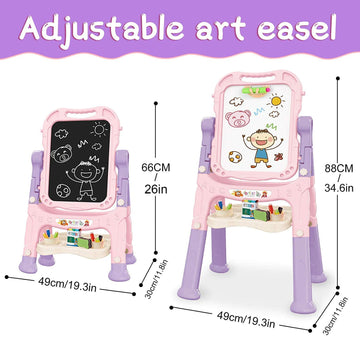 Mojitodon Kids Art Easel - Adjustable Double Sided with Accessories, Pink Model