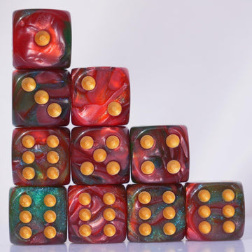10 Pc D6 Dice 16Mm Acrylic Dice Set For Rpg Mtg Dnd Dice Table Games And Board Games (Red + Green)