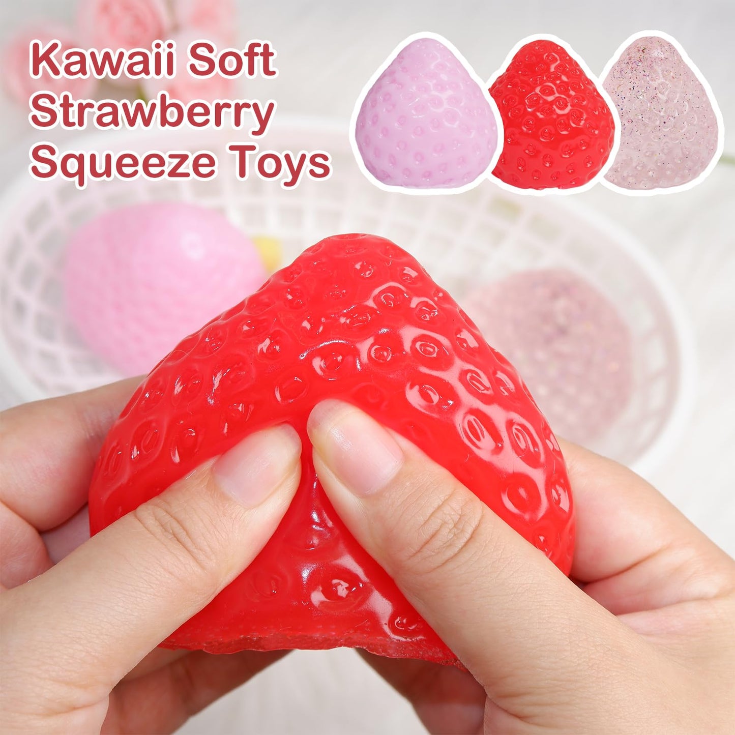 3 Pcs Big Taba Squishies Strawberry Squishy Stress Relief Toys Handmade Soft Squishies Fidget Toys Squeeze for Party Favors Office School OPP Packaging (3 Pcs Big Strawberry)