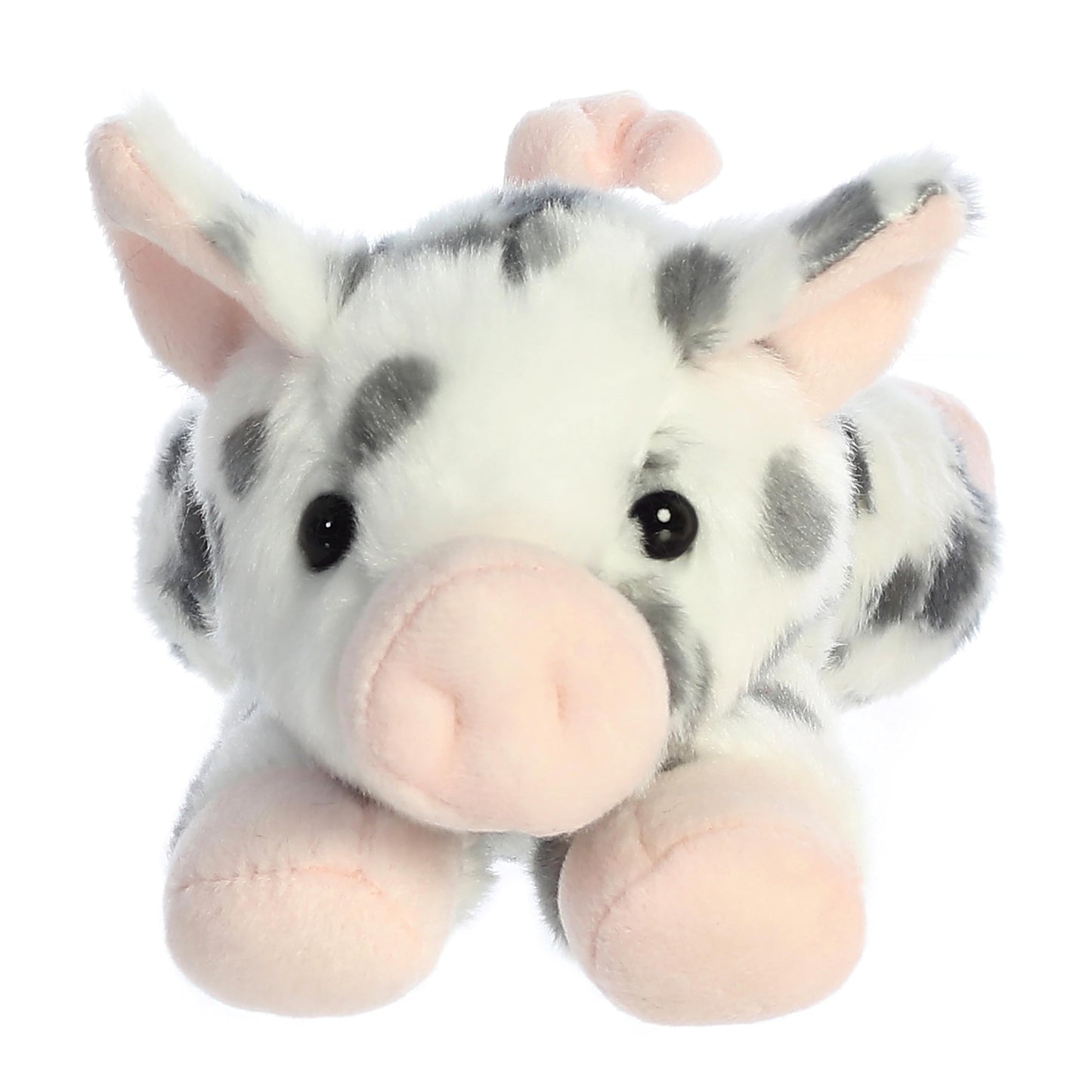 Aurora® Mini Flopsie™ Spotted Piglet Stuffed Animal - 8" White Polyester, Model 31743 - Adorable Playful Companion