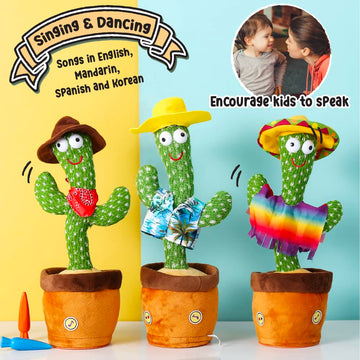 Dancing Cactus, Talking Cactus Toy For Baby Cactus Toy Mimic Voice Recording Repeats What You Say | Gift For Toddlers/Kids (Rech