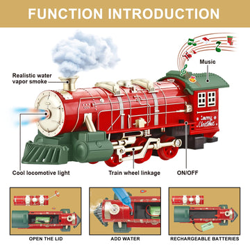 Train Set -Train Set For Toddlers W/Christmas Music Light & Smoke, Train Set For Under Christmas Tree, Train Sets For Kids 4-7,