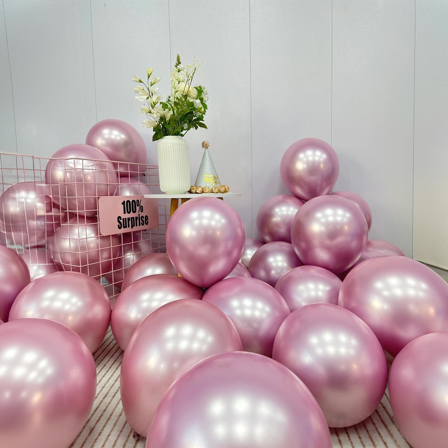 Jobkoo 60Pcs Metallic Pink Balloons 5Inch Shiny Chrome Light Pink Balloon Light Purple Metallic Party Balloons Small Pink Chrome