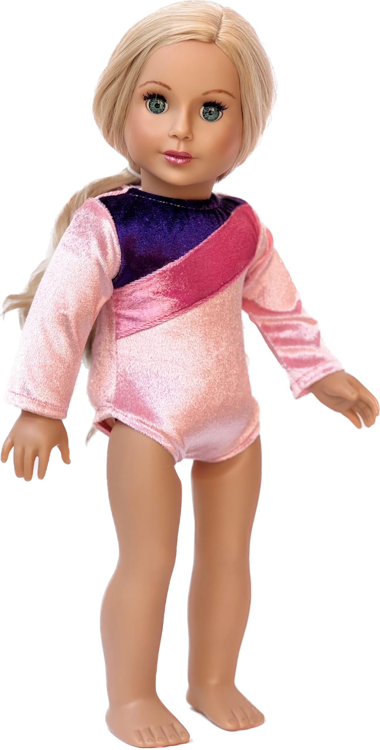 Little Gymnast - 2 Piece Outfit - Pink And Purple Gymnastic Leotard With Shorts - 18 Inch Doll Clothes (Dolls Not Included)