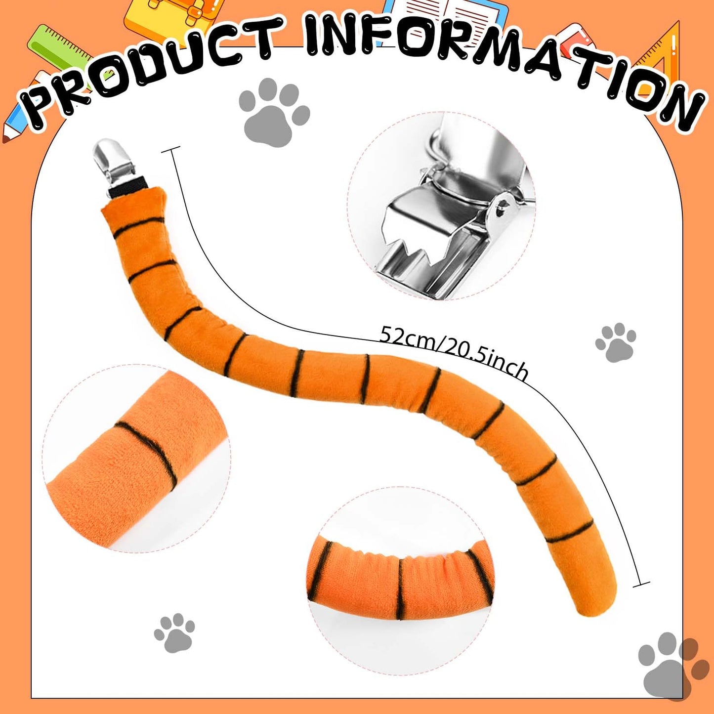 Jchrmers 6Pcs Book Day Orange Cat Costume Set Outfit Including Cat Ears Headband Orange Black Striped Shirt Tutu Skirt Eye Mask