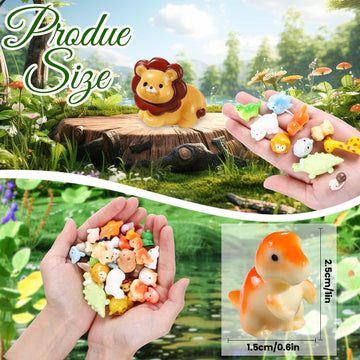 DIYDEC 40pcs Mini Resin Animal 40 Styles Tiny Resin Animals Miniature Little Small Animal Figures Bulk for Micro Fairy Garden La