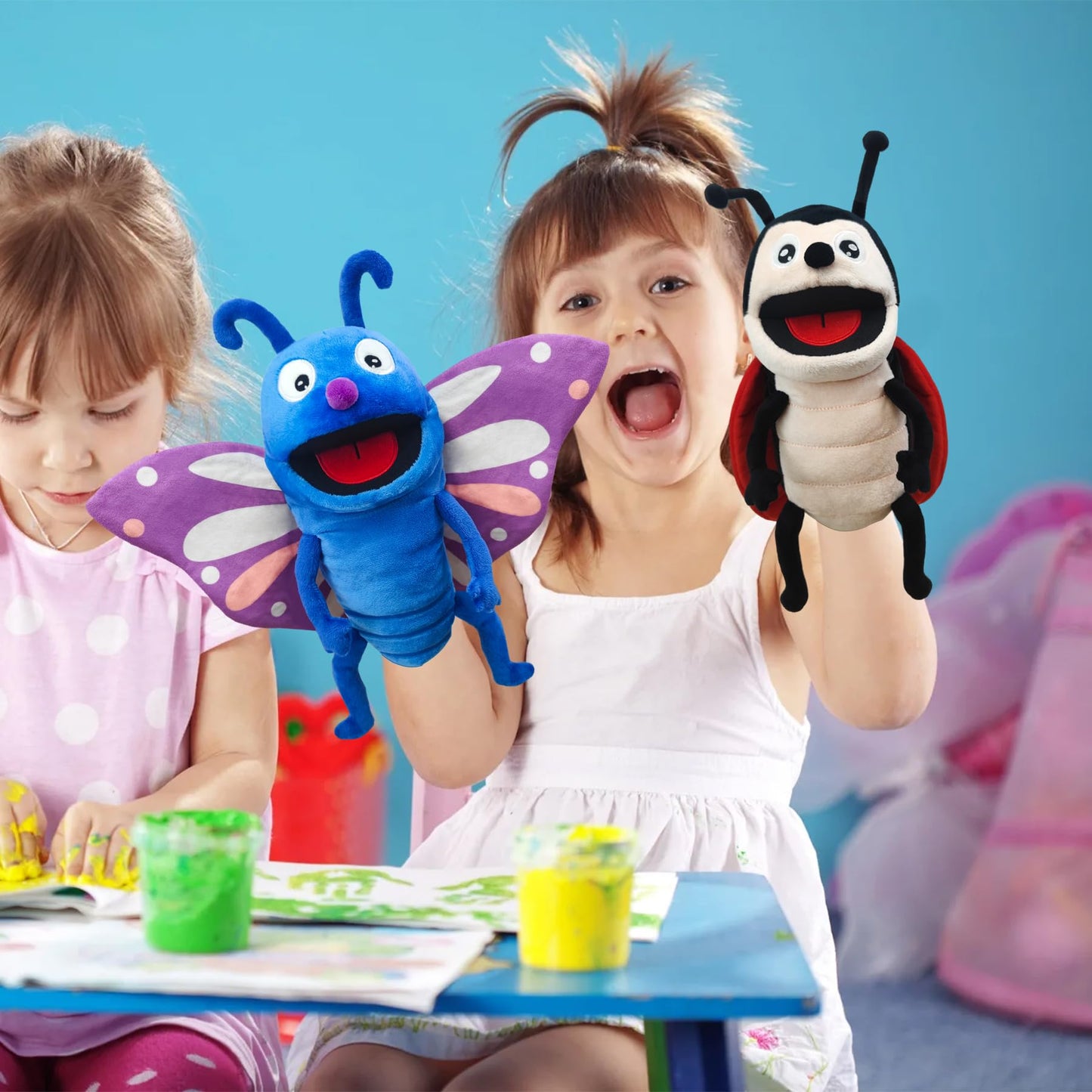 Justqunseen Hand Puppet Realistic Plush Puppet 13',Insect Animal Puppets For Kids Insect Stuffed Animal Hand Puppet With Moveable Mouth,Soft Stuffed Insect Puppet Story Toy Puppets Role Play Show Game