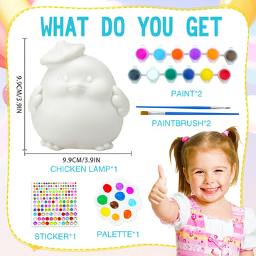 HAPMARS Paint Your Own Chick Lamp Kit 1pcs, DIY Art Kit for Kids Girls Boys Age 4 5 6 7 8 9 10 11 12+, Art and Craft Supplies Cr