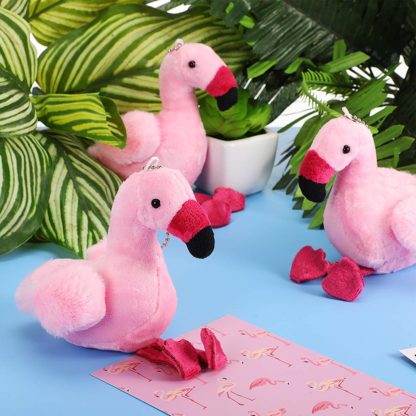 Skylety 6 Pieces Mini Flamingo Stuffed Animal Plush Toys 5 Inch Flamingo Party Favors Valentine Day Gift Pink Hanging Ornaments Keychain Decorations For Women Birthday(Rose Red)
