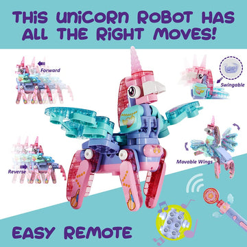 BOTZEES GO! Unicorn Toys, Unicorn Robots for Kids, Building & Electric Remote Control Toys, STEM Learning Toys for Kids Ages 3+,