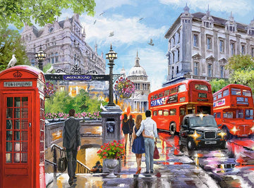 CASTORLAND 2000 Piece Jigsaw Puzzles Spring in London City Center Red Bus UK Great Britain Puzzle of England mature-themed Puzzles Castorland C-200788-2