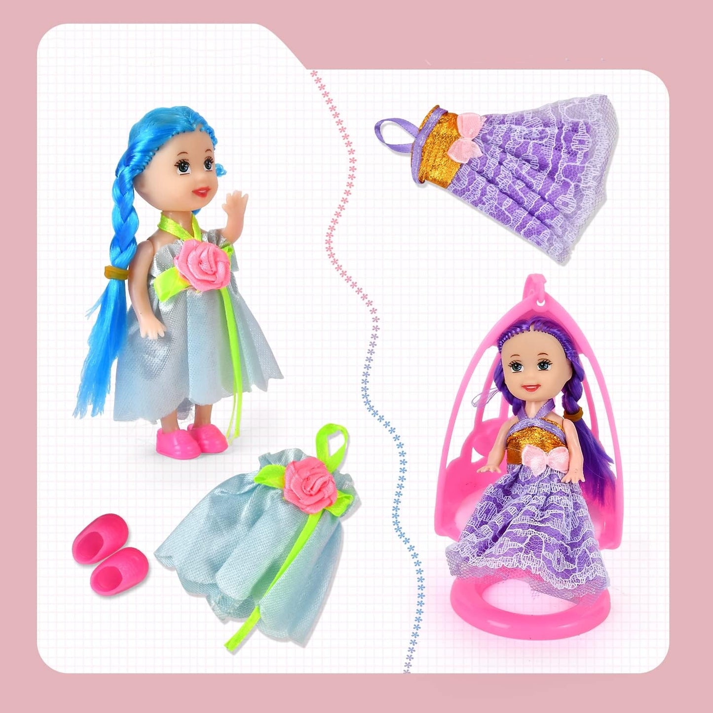Jing Show Bussiness 10 Sets Doll Clothes For 3 Inch Mini Doll ,Include 10 Pieces Girl Mini Dolls, 10 Sets Handmade Doll Clothes And 10 Pairs Of Doll Shoes