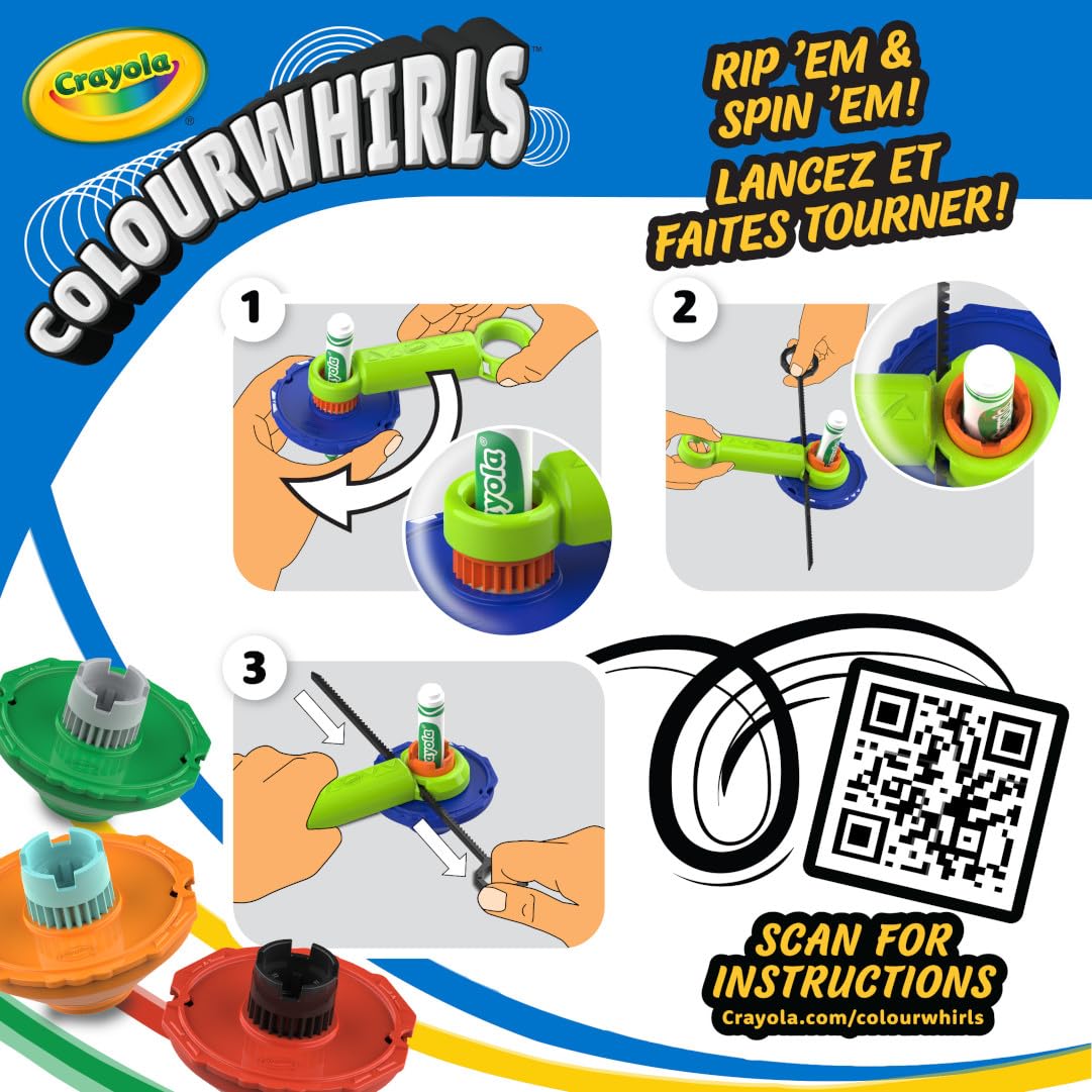Crayola Colourwhirls (3ct), Spin Art Toy, Spinning Top Toy for Kids, Arts & Crafts Kit, Gift for Boys & Girls, Ages 6, 7, 8