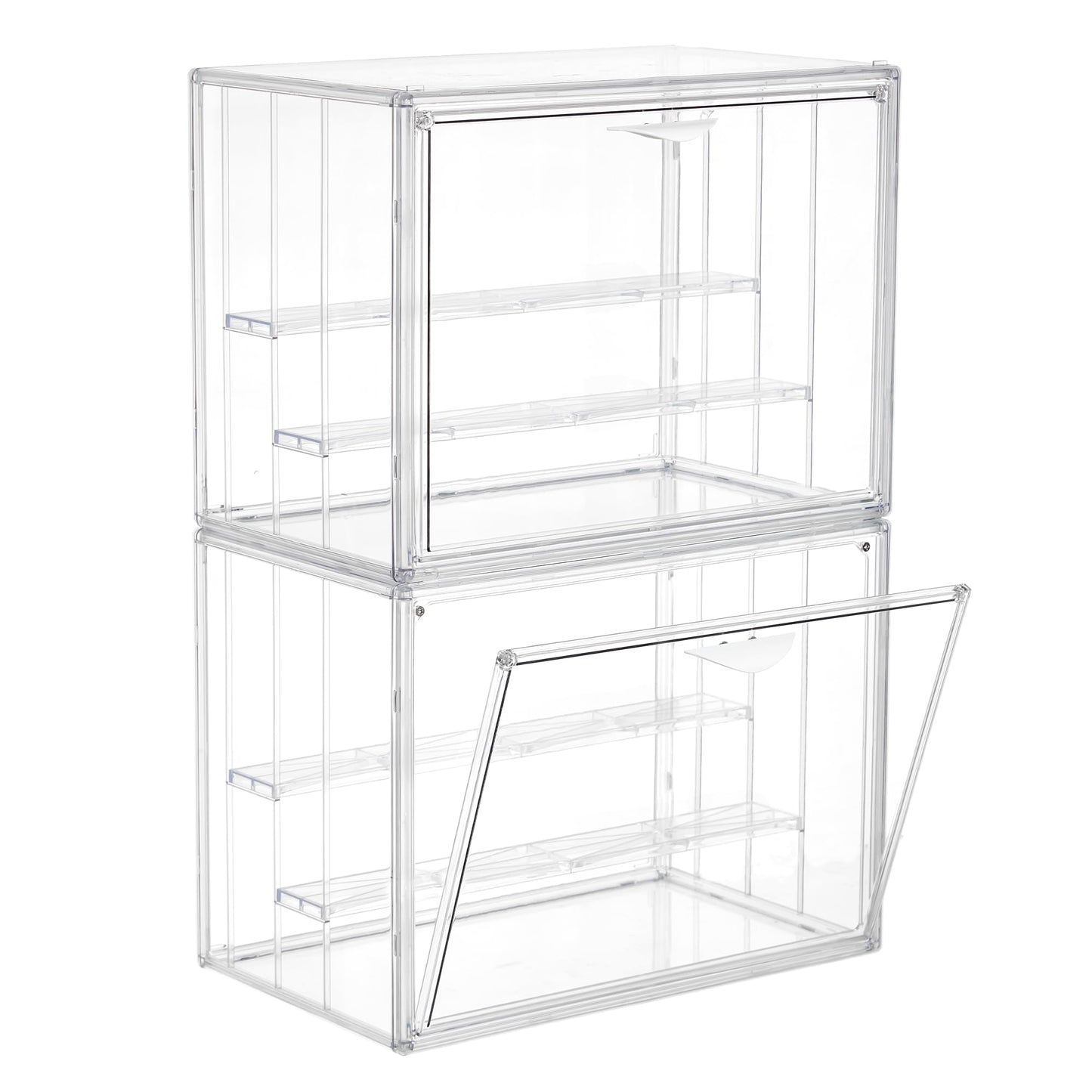 LXLXXL Acrylic Display Case for Collectibles 3 Layer Adjustable Figure Display Cases with Magnetic Door Clear Stackable Display