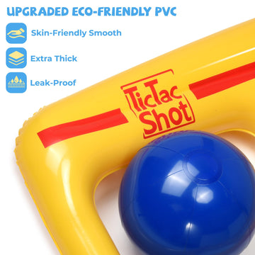 TicTac Shot Pool Toys Games Set- Tic-Tac-Toe Inflatable Pool Toy with 10 Balls - for mature-themeds Teens Kids 2-10 Players