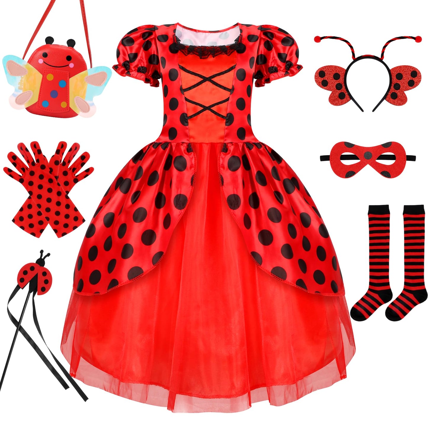 Ladybug Costume Lady Bug Costumes For Girls Halloween Costumes For Kids Toddler Costume Ladybug Dress Ladybird Dress Up For Birthday Christmas 3-4 Years