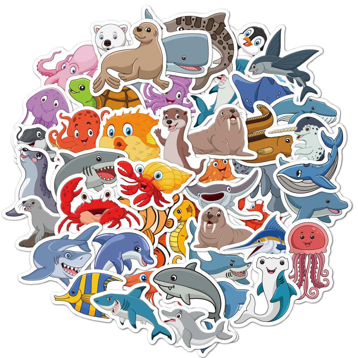 100Pcs Sea Animals Stickers For Kids Waterproof Vinyl Cute Ocean Stickers For Water Bottle Scrapbook Laptop Skateboard Computer Stickers For Teens Kids Girls