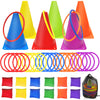 ailixinda 3 in 1 Carnival Games Set 39PCS Soft Plastic Cones Cornhole Bean Bags Ring Toss Game Carnival Combo Set Toss Games for Kids mature-themed Birthday Party Indoor Outdoor Games Supplies Yard Lawn Games
