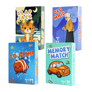 Card Games Old Maid, Go Fish, Slap Jack And Memory Classic Games - 4 Decks In 1 Pack, Fun Card Games For Kids Toddlers, Fun Kids