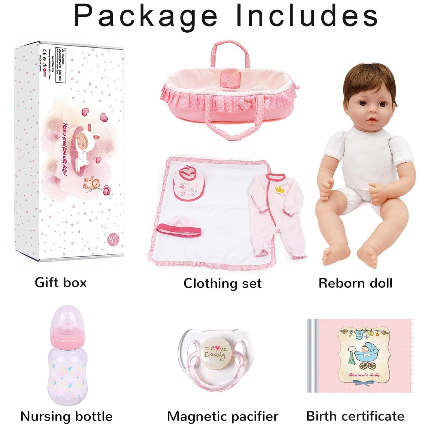 CHAREX Reborn Baby Dolls - 18 inch Realistic Baby Doll Pink Cradle Baby Girl Handmade Lifelike Weighted Realistic Silicone Baby