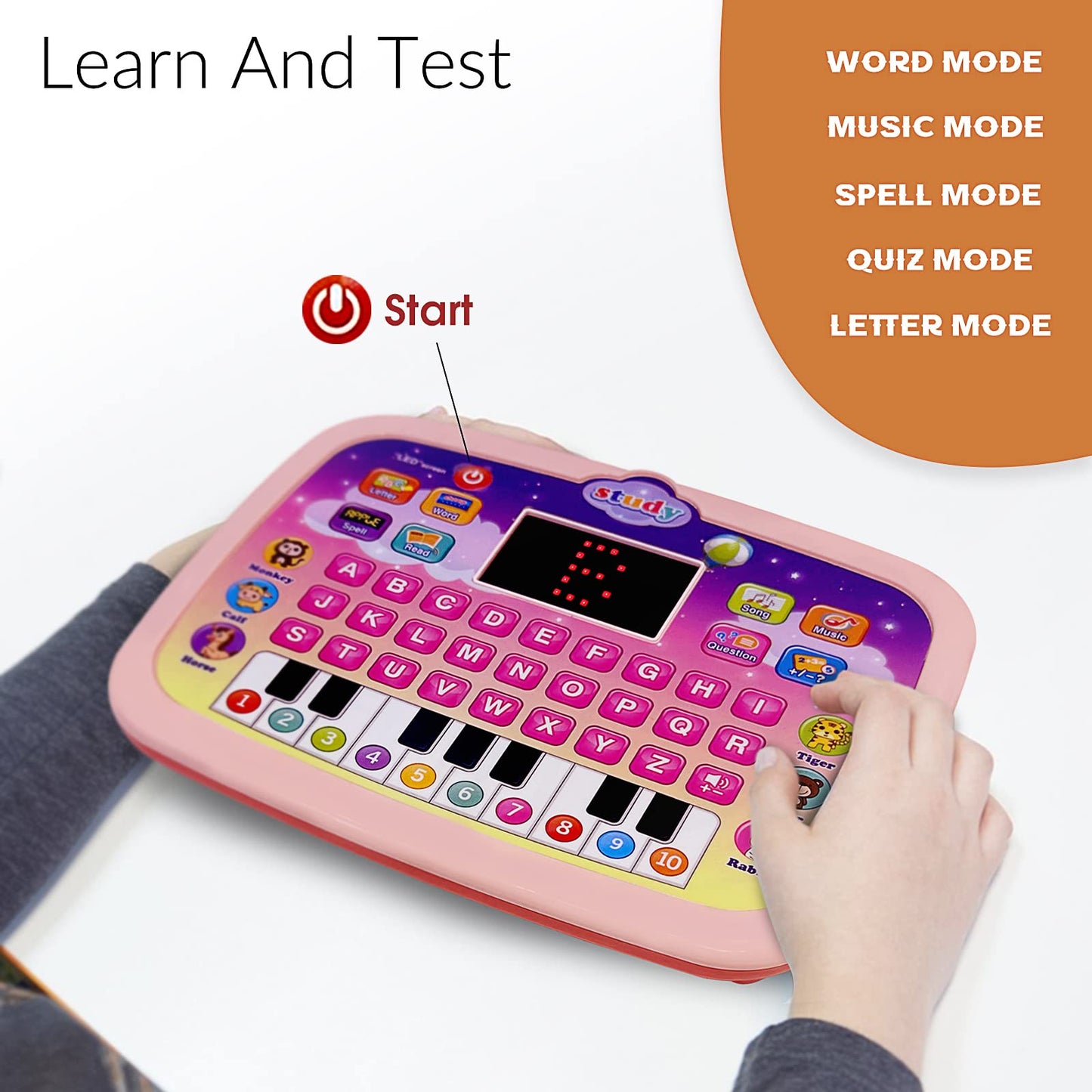Kid Tablet Toddler Learning Pad Interactive Toy With Screen -Educational Toys Fun Gifts -Music/Piano/Abc/Numbers/Words/Spell/Animals - For Boys&Girls 3+ (Blue)……