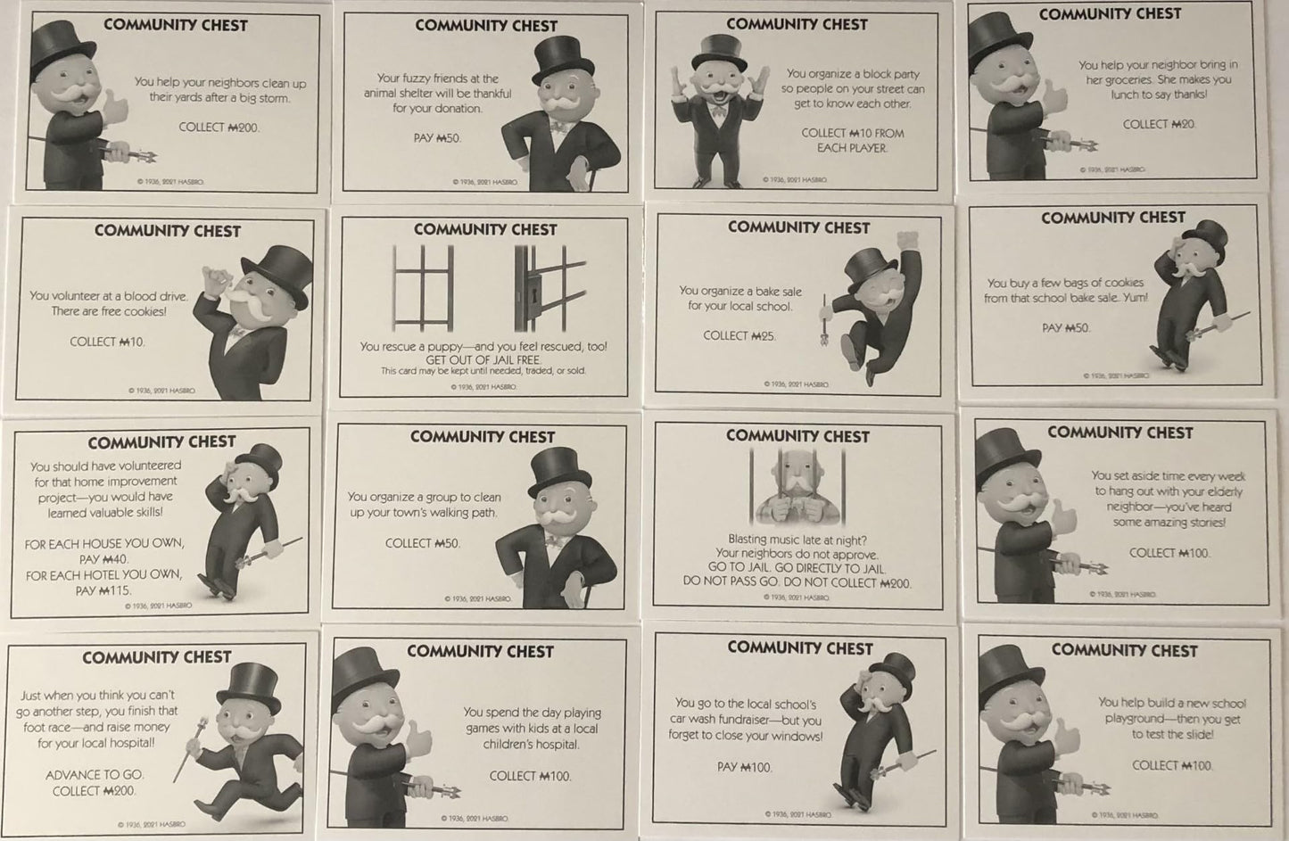 Hasbro Monopoly Card Pack (Deeds/Titles, Chance, Community Chest) - New Monopoly Currency Symbol