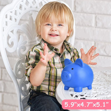Pjdrllc Piggy Bank, Unbreakable Plastic Money Bank, Coin Bank For Girls And Boys, Medium Size Piggy Banks, Practical Gifts For Birthday, Easter, Christmas (Dark Blue)