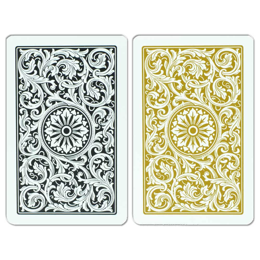 Copag 1546 Design 100% Plastic Playing Cards, Bridge Size (Narrow) Black/Gold (Standard Index, 6 Sets)