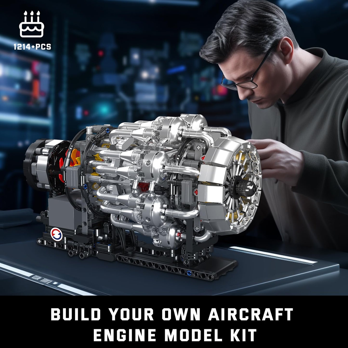 Mould King 10216 Turbojet Engine Building Sets Mechanical Aviation Aircraft Engine Model Kit That Runs Build Your Own STEM Model Engine Gift for Age 14+/mature-themed Collections Enthusiasts (1214+ PCS)