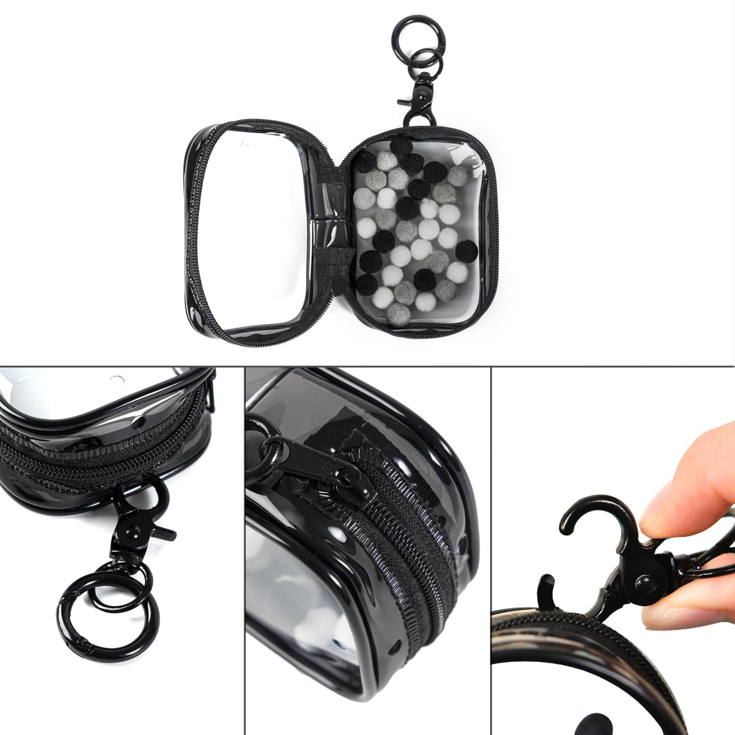 Clear Figures Display Bag, Portable Figures Storage Bag With Keychain, Mini Doll Hanging Blind Box, Single Zipper Closure Dustpr