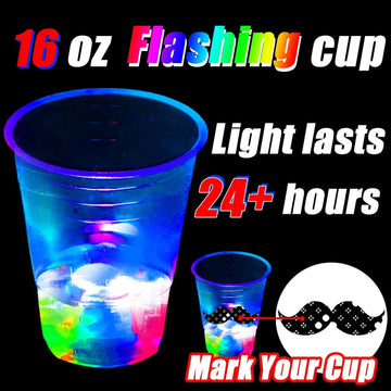 16oz Glowing Party Cups for Indoor Outdoor Party Event Fun,Light Up Flashing Cups for Night Event Favor Decorations Supplies