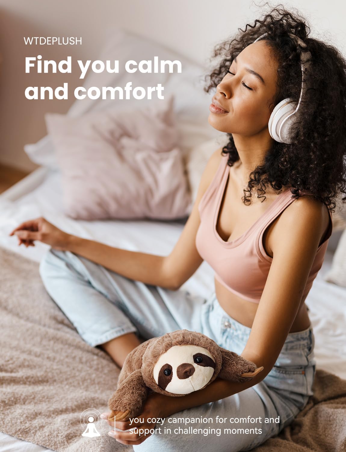 Wtdeplush Weighted Sloth Plush Stuffed Animals, Microwavable Stuffed Animal Heating Pads For Adults & Kids, Plush For Stress Rel