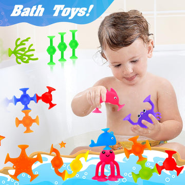 Hyszxus Bath Toys - 27 Pcs Suction Cup Toys Bathtub Toys Shower Toys For Kids Ages 4-8,Sensory Toys For 3 4 5 6 7 Year Old Boys Girls,Mold Free Bath Toys Travel Toys Window Toys Silicone Sucker Toys