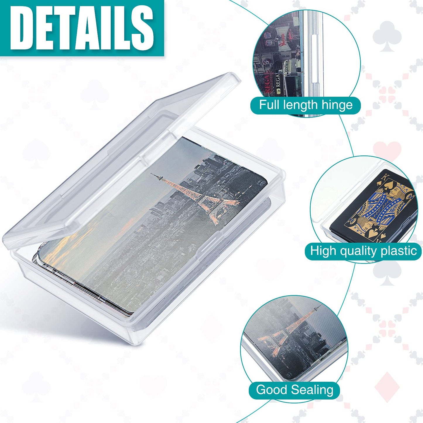 Queekay Playing Card Box Case Trading Card Storage Organizer 3.8 X 2.7 X 0.8 Inch Clear Case Empty Plastic Storage Box For Gaming(15 Pieces)