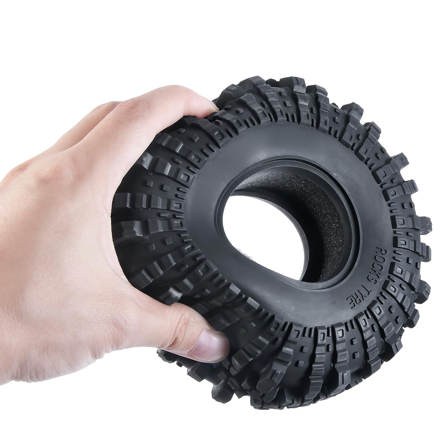 RCLIONS 4pcs 2.2inch RC Rubber Wheel Tyre 137mm/5.3inch with Foam Insert for 1/10 RC Crawler Car Axial Wraith