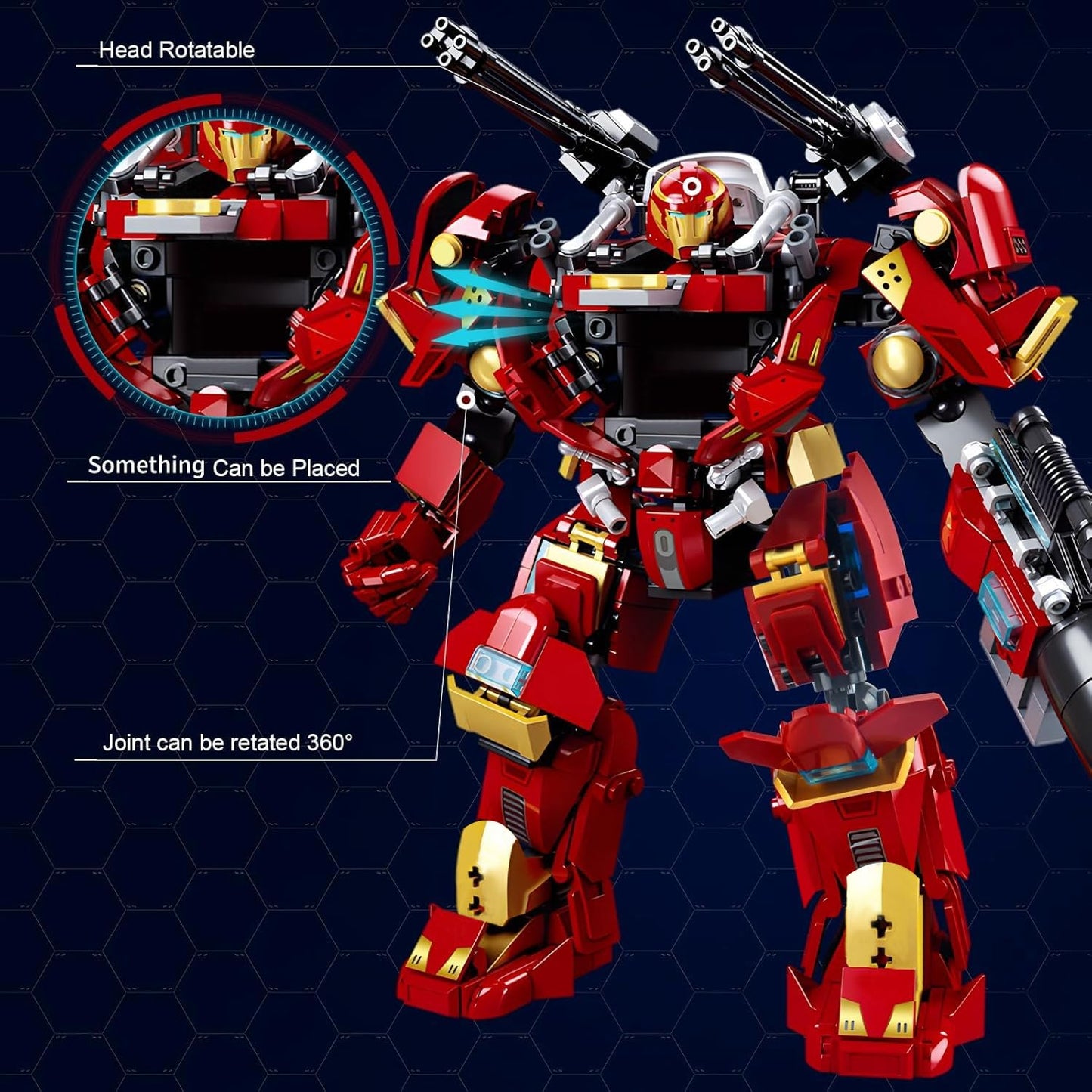 High Godo Mech Robot Transforming Building Blocks Set For Adults,City Warrior Justice Hero Soldier Mech Model Building Kit, Cool Creative Robots Toys Gift For Teens Boys, 588 Pieces