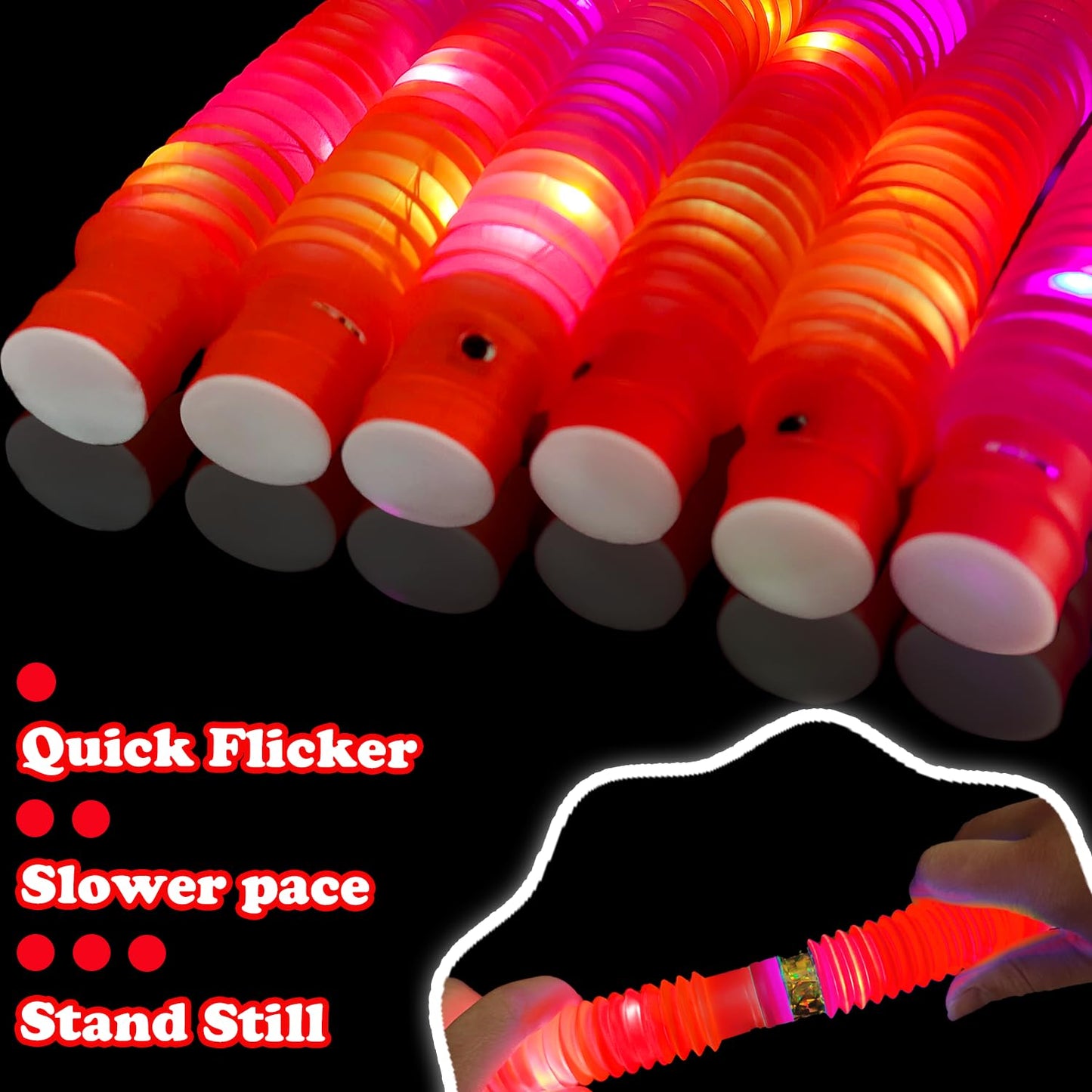 24 PCS Red Glow Sticks Party Favors for Kids, Christmas LED Light Up Necklaces Bracelets Accessories for Toddlers, Glow New Year