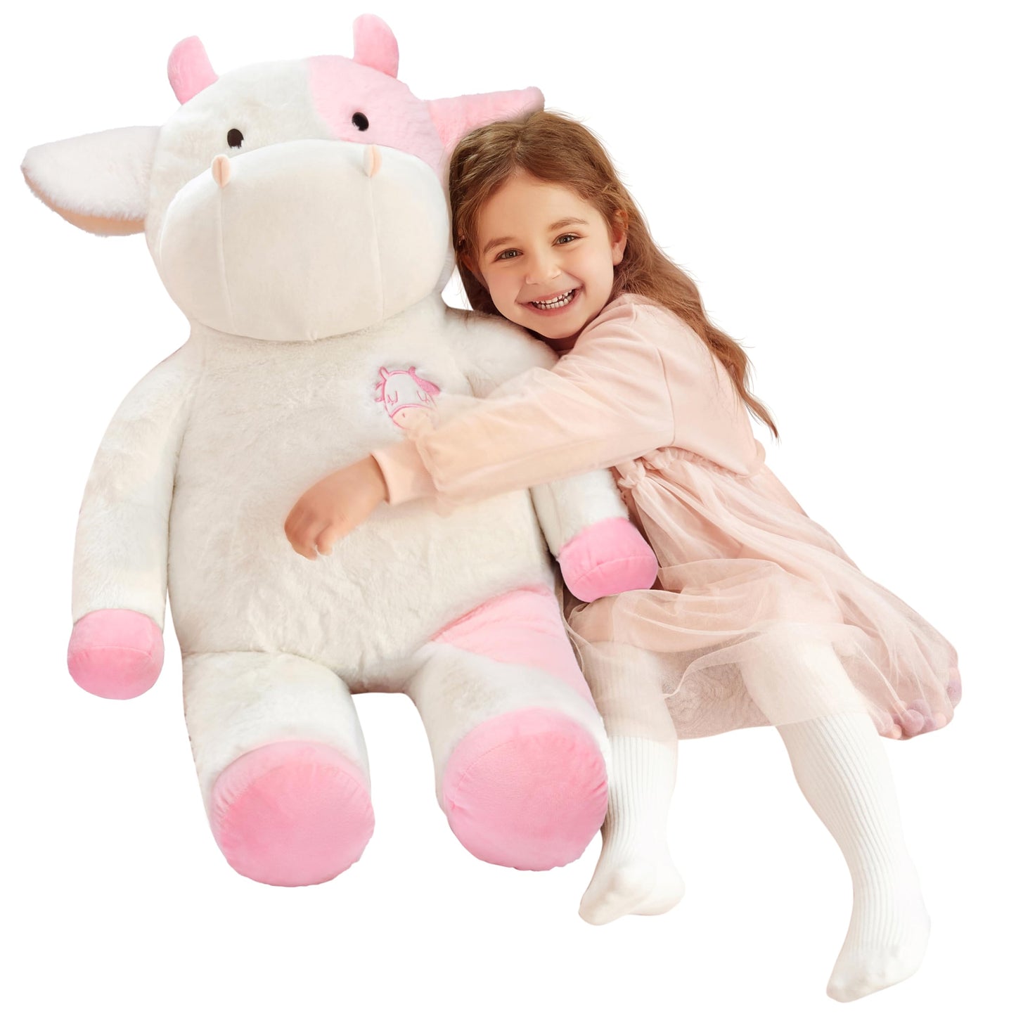 Ikasa Giant Cow Stuffed Animal Plush Toy,Large Big Jumbo Soft Toys,30'' Huge Size Cute Plushy Fluffy Fat Oversized Plushie,Gifts
