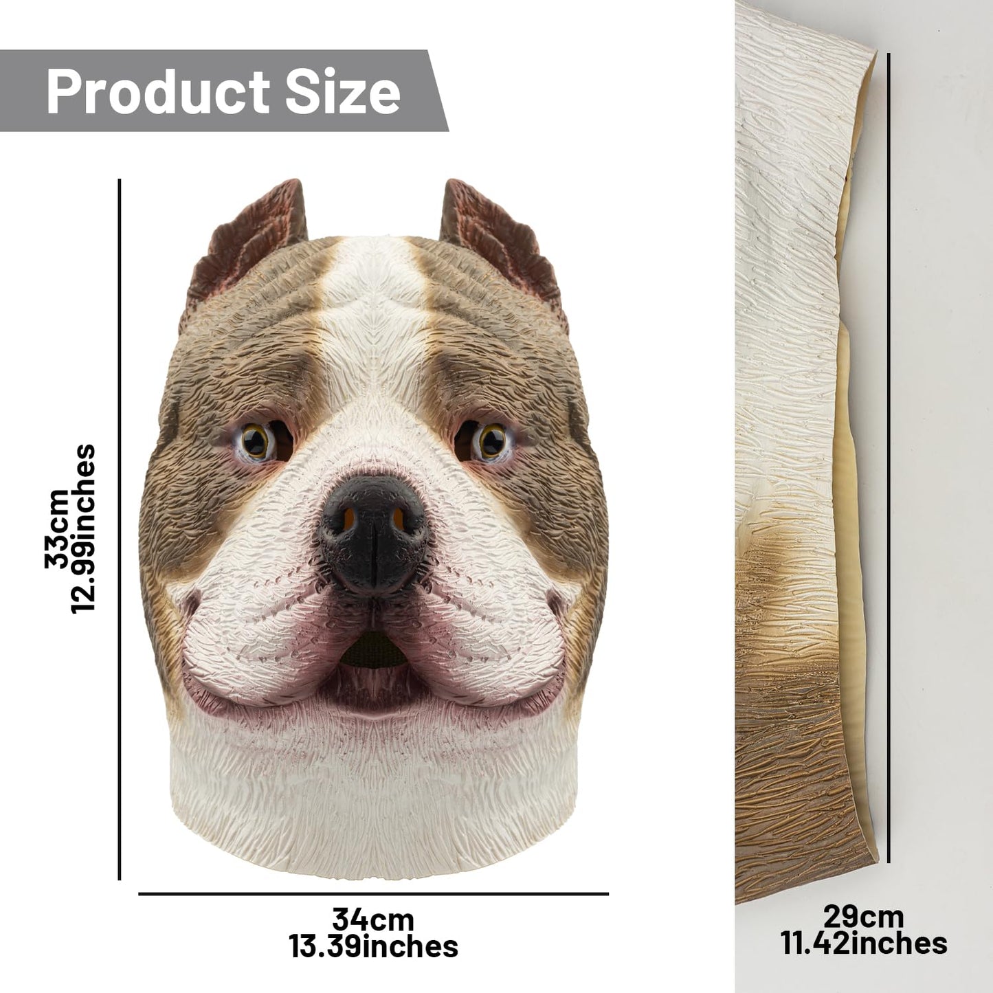 PartyHop Bully Dog Head Mask Pitbull Animal Latex Full Head Realistic Masks Fancy Dress for Halloween Costume Party