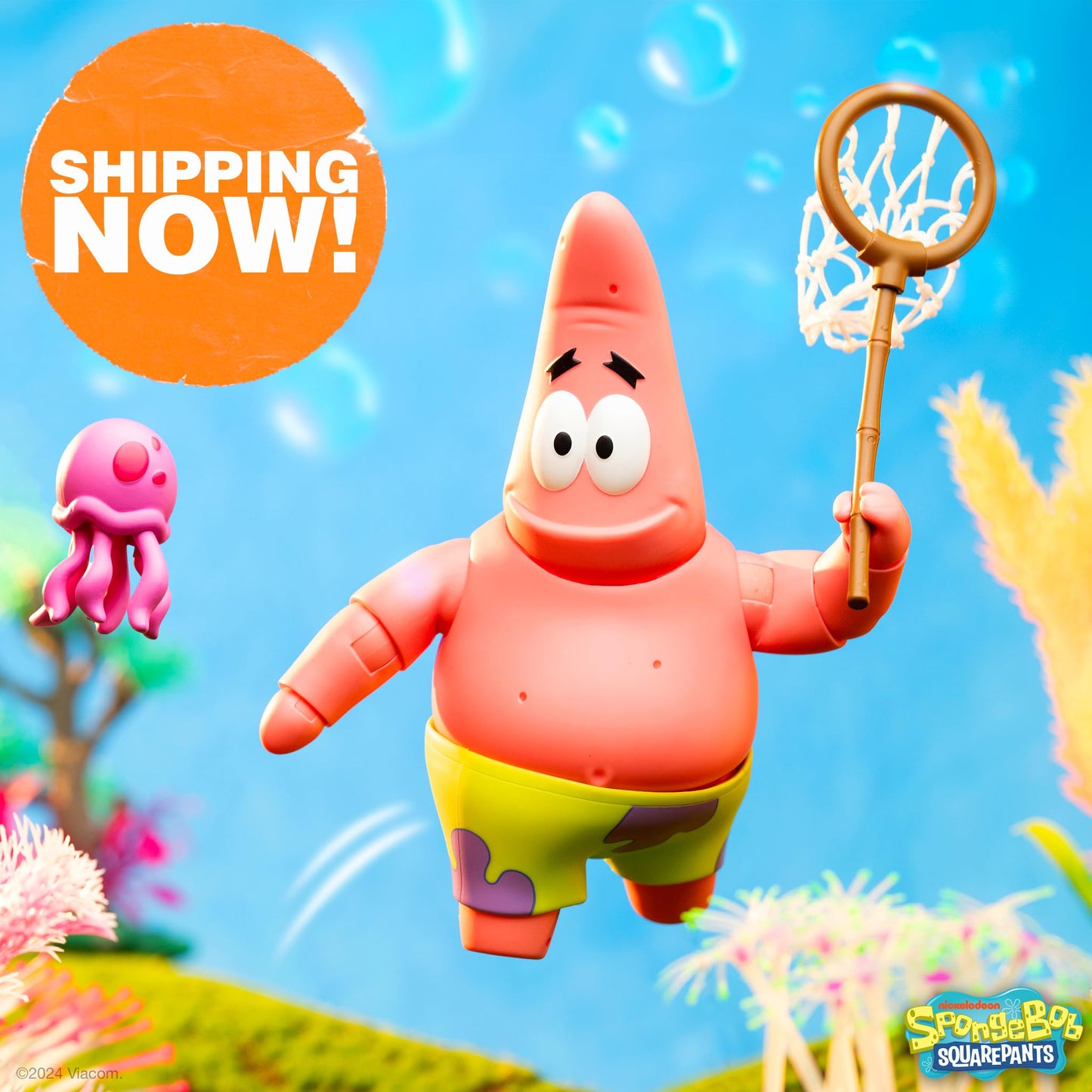Super7 ULTIMATES! Spongebob Squarepants Patrick Starr - 7'' Spongebob Action Figure with Accessories Classic Cartoon Collectible