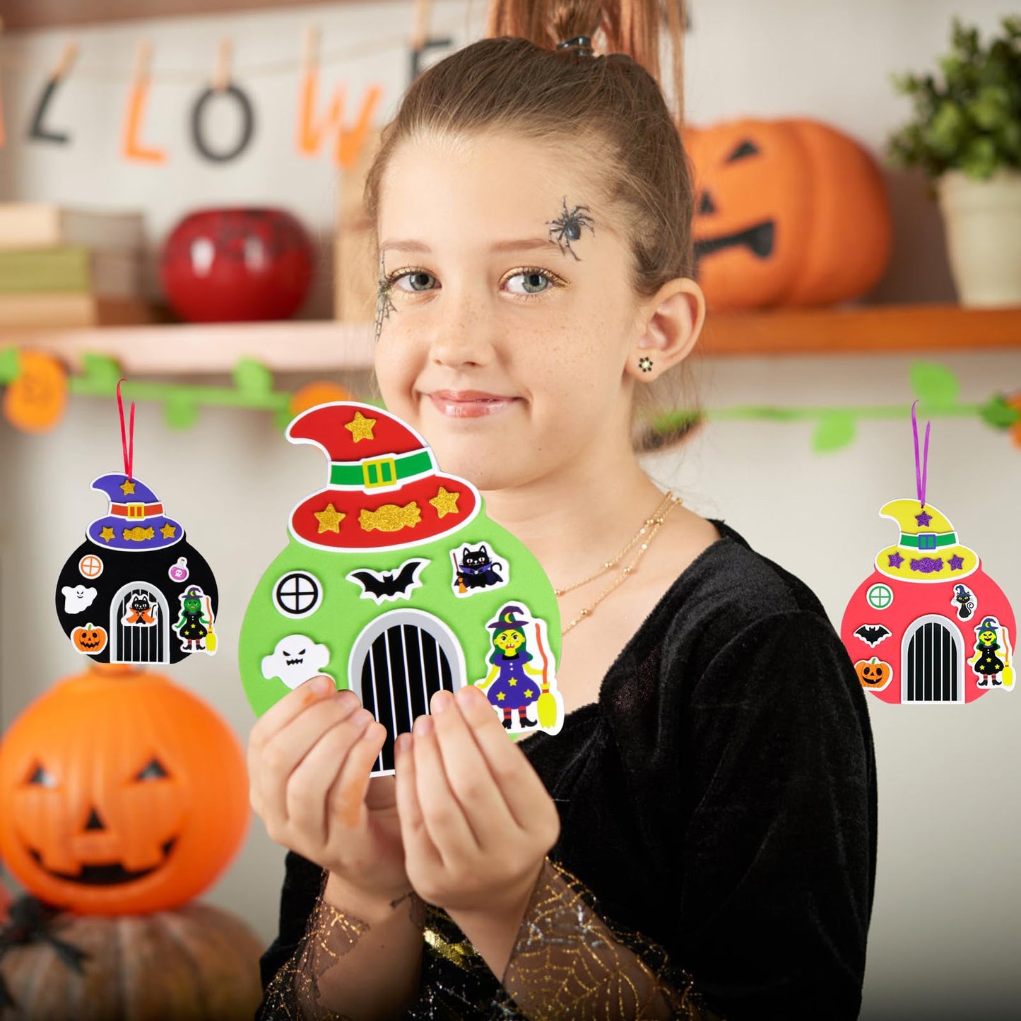 Fennoral 12 Pack Halloween Craft Kit For Kids Make You Own Witch House Foam Stickers Ornament Diy Arts And Crafts For Kids Girls