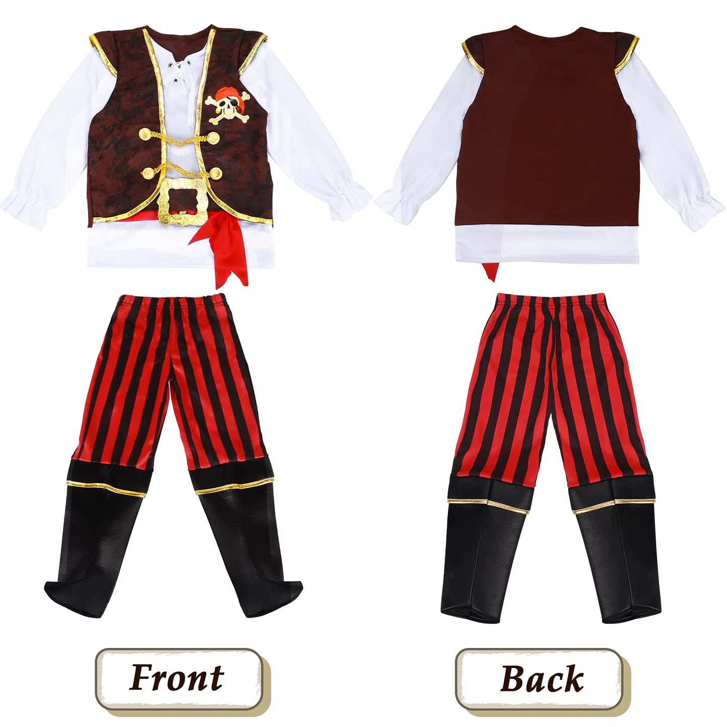 G.C Pirate Costume For Kids Pretend Role Play Dress Up Party Favors Deluxe Toys Gift Pirate Set For Children Toddler (10-12 Years)