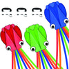 3 Pack Octopus Kites for Kids & Adults, Large Soft 3D Beach Easy to Fly for Boys&Girls (Red, Green & Blue)