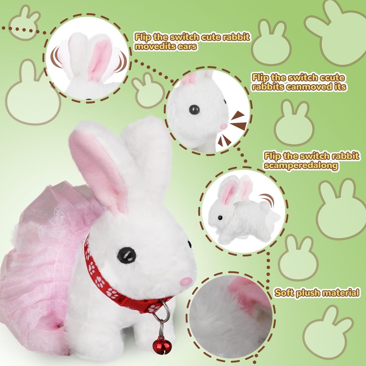 Walking Bunny Toys For Kids, Bunny Stuffed Animal Interactive Electronic Toys, Swinging Ears, Twitching Mouth And Nose, Easter C