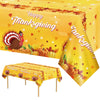 2 Pcs Happy Thanksgiving Tablecloth Disposable - Fall Turkey Tablecloths, Rectangle Pumpkin Maple Leaf Plastic Table Cover for T