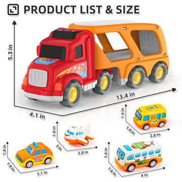 Veslier Toddler Toys Car for Boys Girls Age 1-3 3-5, 5 in 1 Carrier Transport City Vehicles Toys,Kids Toy Cars for Toddlers 1-3,